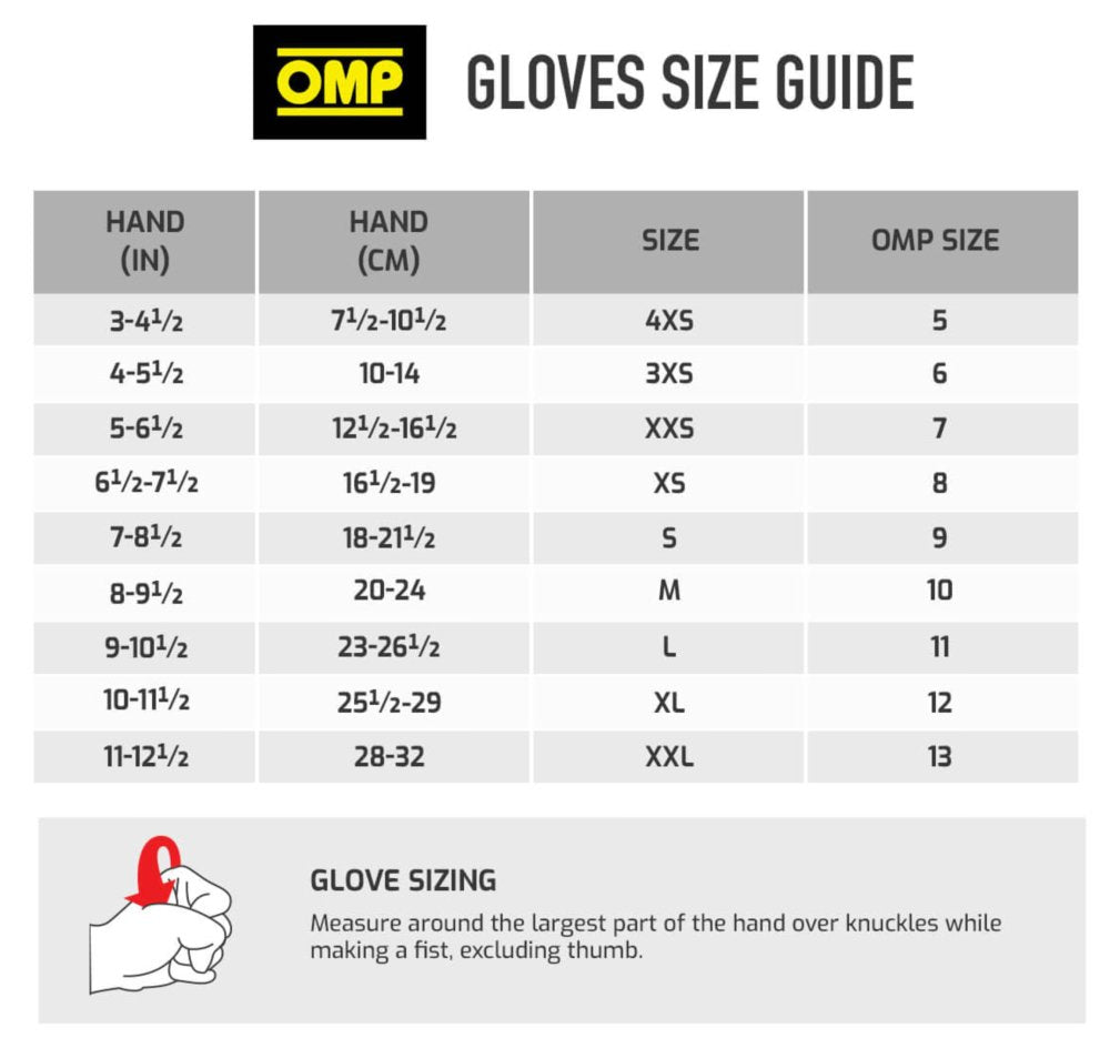 OMP-Pro-Mech-Nomex-Pit-Gloves-Yellow-size-chart-measurement-Image