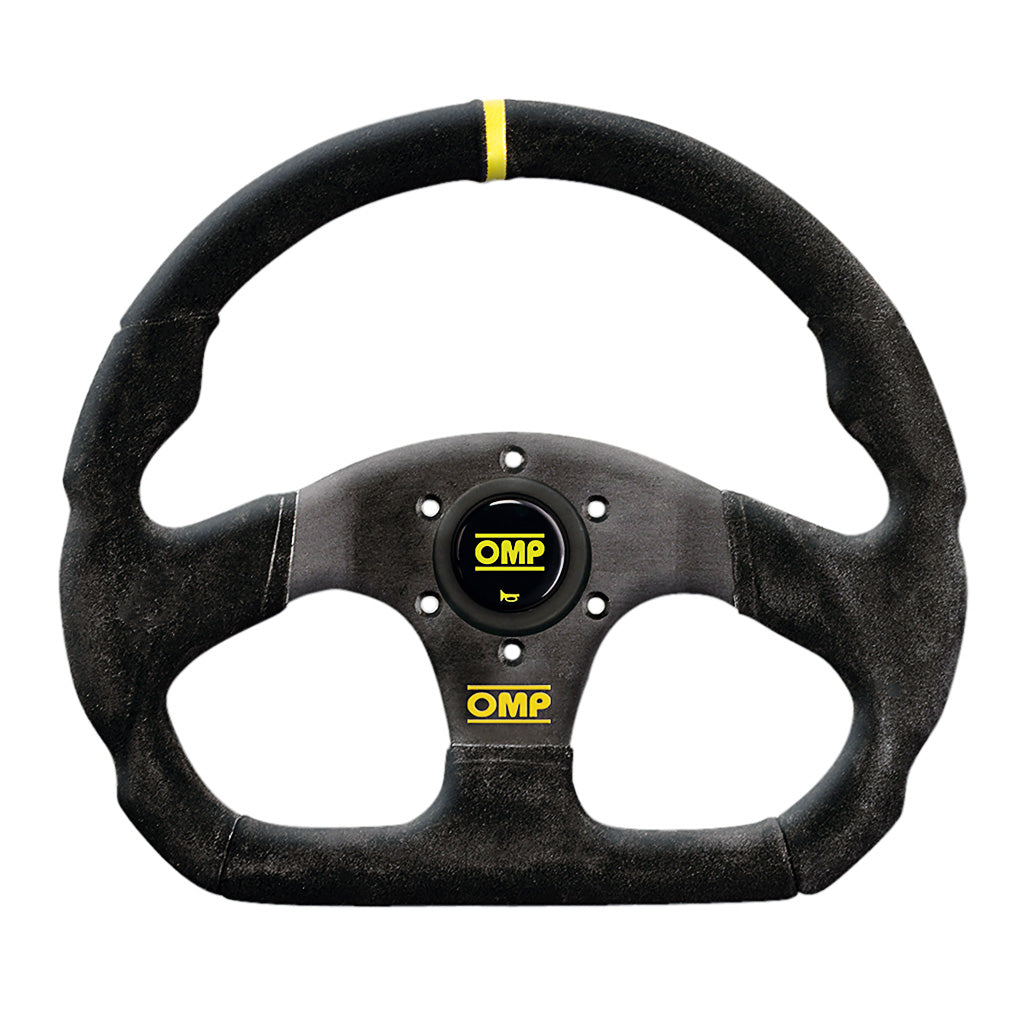 OMP Super Quadro steering wheel 320mm black suede flat-bottom design