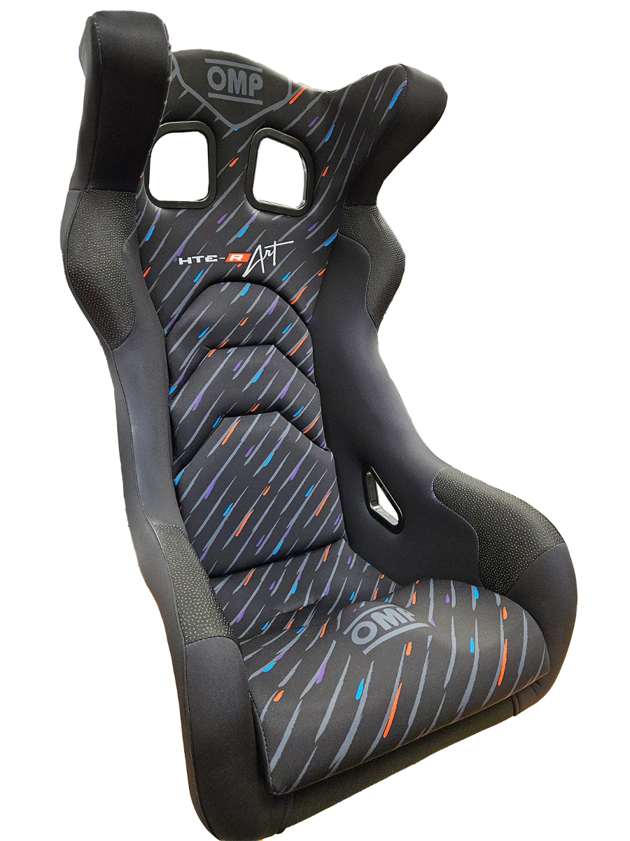OMP HTE-R ART racing seat with multicolor patterned upholstery-image