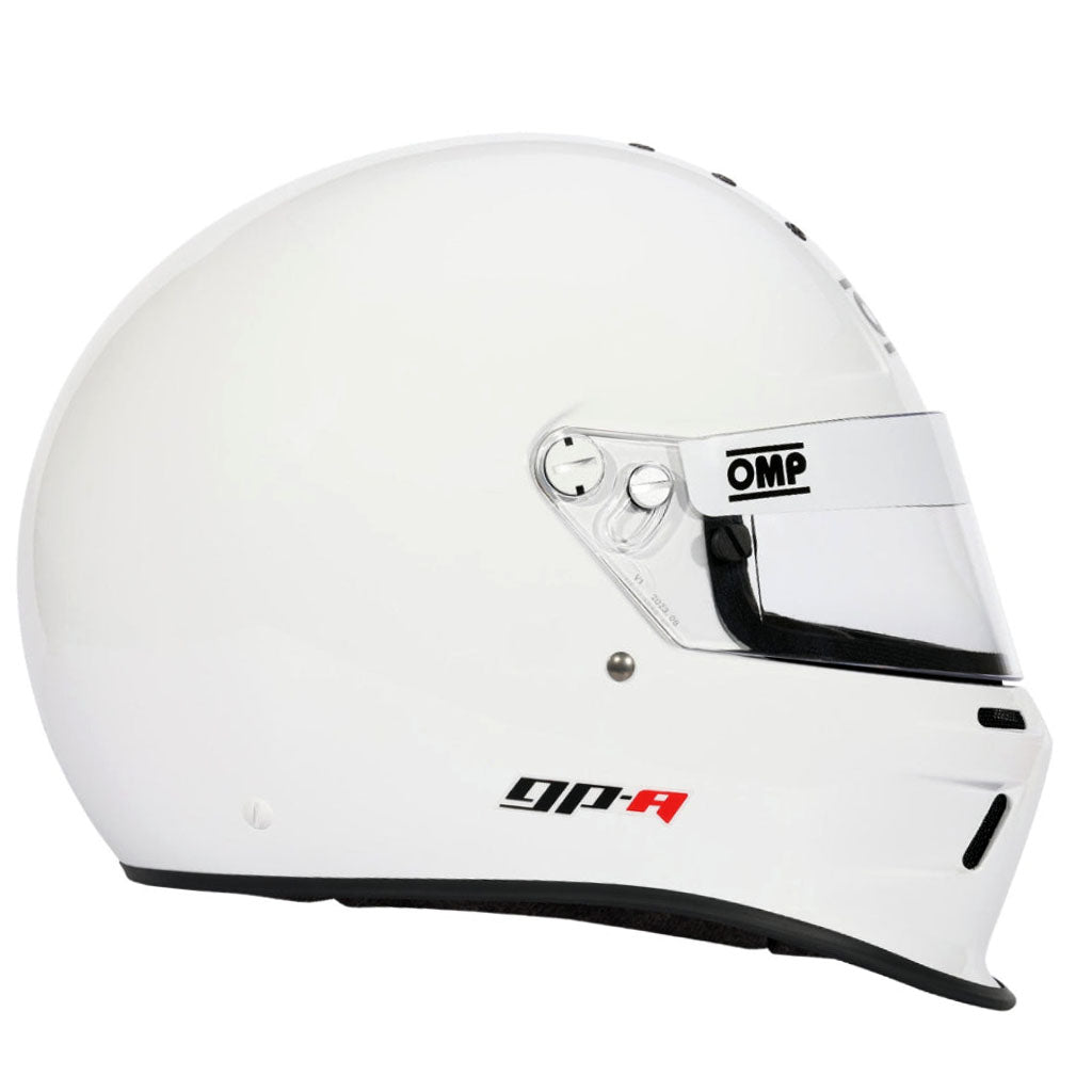 OMP GP-A full face SA2025 racing helmet gloss white side view