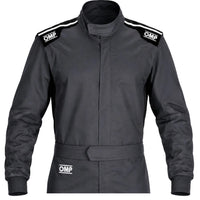 Thumbnail for OMP dark gray racing suit half front image on white background