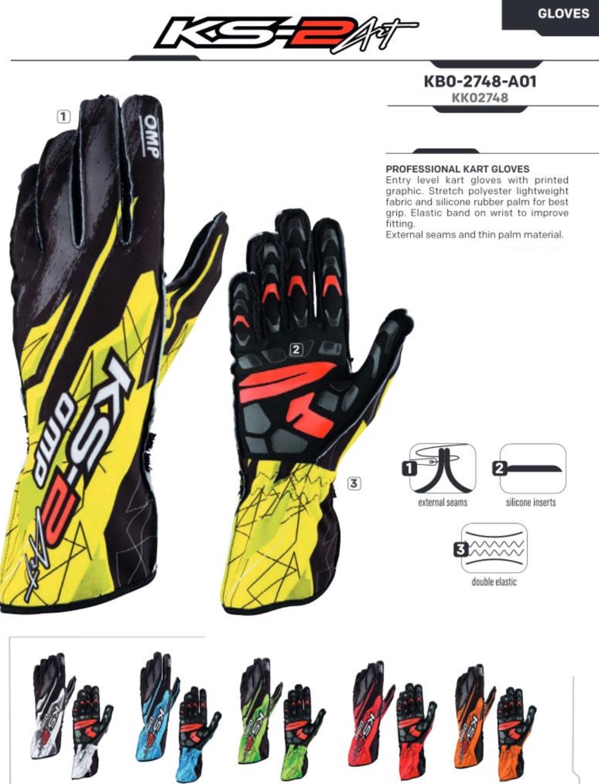 OMP KS-2 ART Kart Racing Glove (Garage Sale)