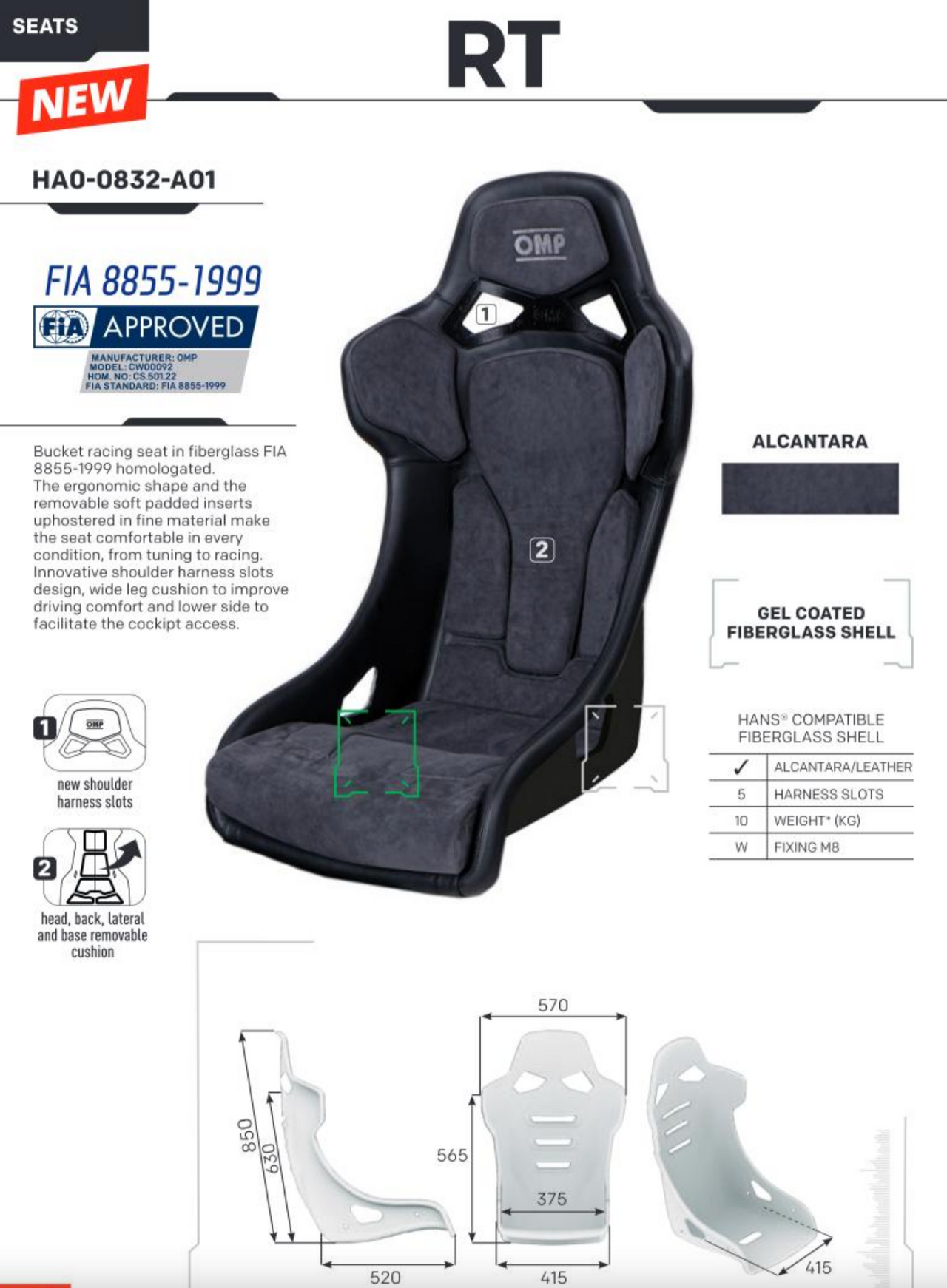 OMP RT SEAT FIA 8855-1999