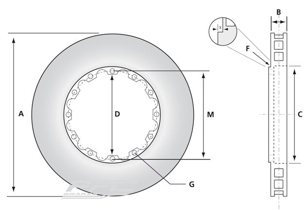 PFC-Porsche-992-GT3 Cup-Front-Replacement-Slotted-Disc-Dimensions-Image