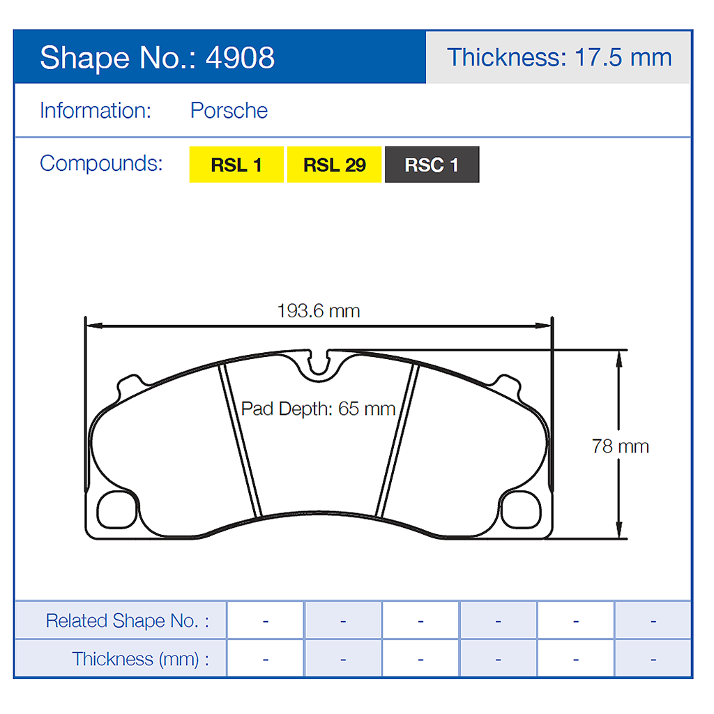 Pagid Racing 4908 Brake Pads