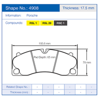 Thumbnail for Pagid Racing 4908 Brake Pads