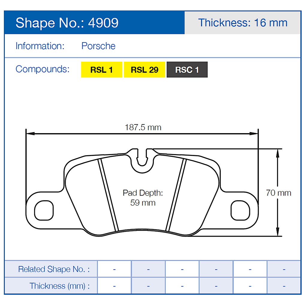 Pagid Racing Brake Pads No.4909 (Rear)
