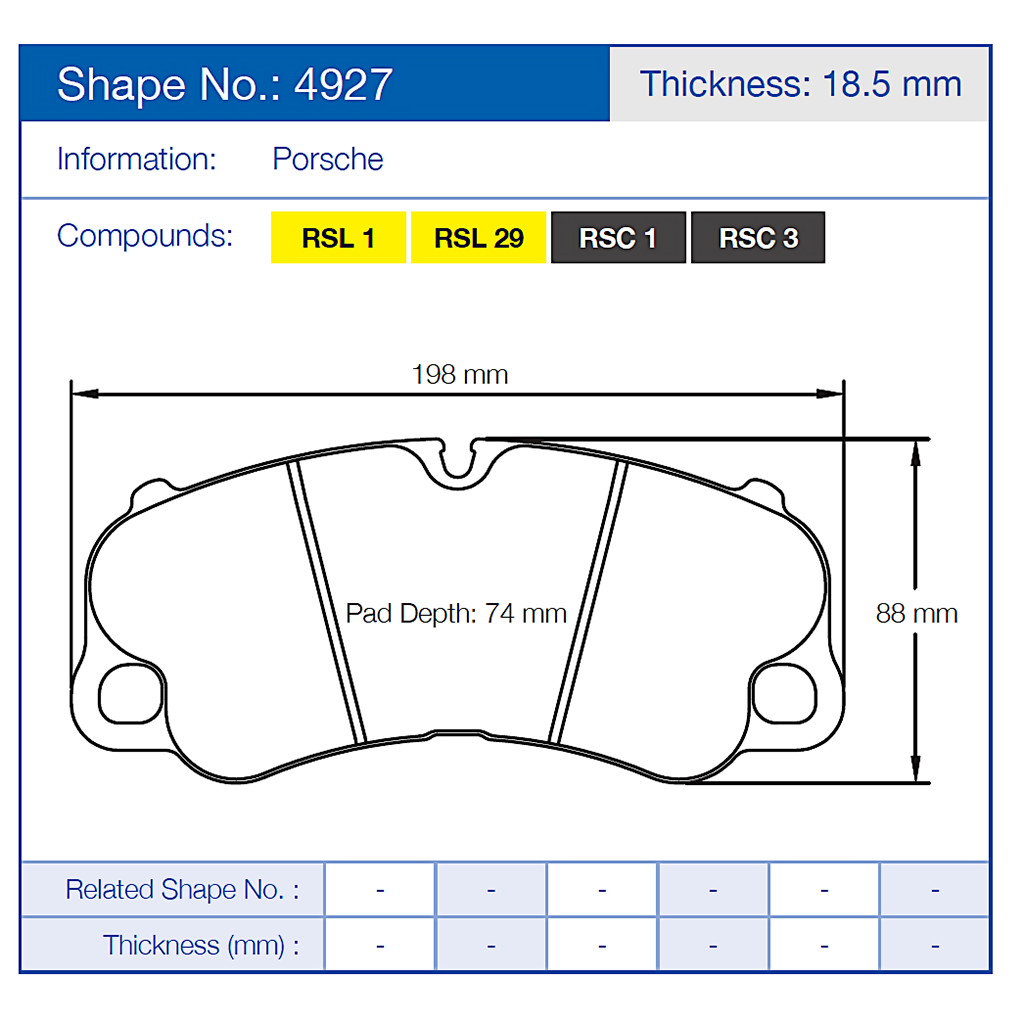 Pagid Racing Brake Pads No. 4927 (Front)