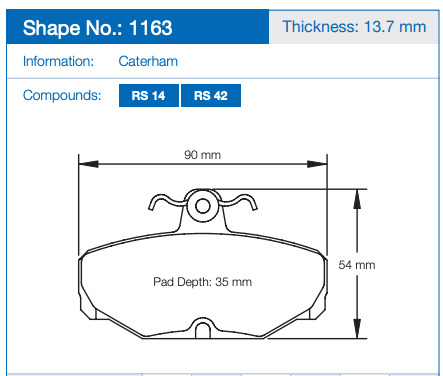 Pagid 1163 Brake Pad Dimension Image