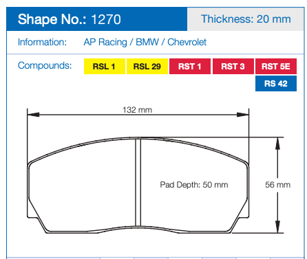 Pagid 1270 Brake Pad Dimension Image
