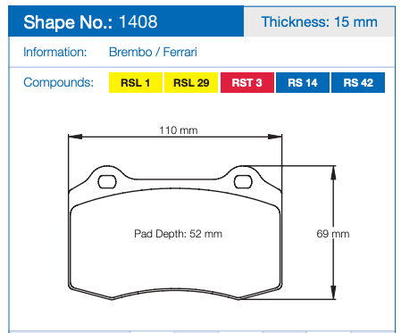 Pagid 1408 Brake Pad Dimension Image