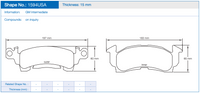 Thumbnail for Pagid Technical specification sheet showing two brake pad cross-section diagrams with dimensions, labeled Shape No. 1594USA, Thickness 15 mm, with GM Intermediate notes and compound on inquiry.