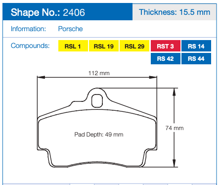 Pagid 2406 Brake Pad Dimension Image