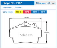 Thumbnail for Pagid 2407 Brake Pad Dimension Image