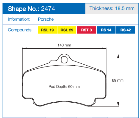 Pagid 2474 Brake Pad Dimension Image