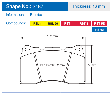 Pagid 2487 Brake Pad Dimension Image