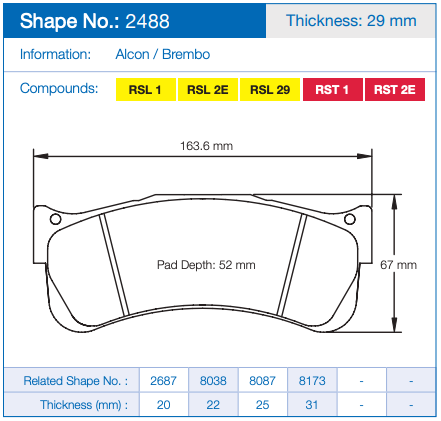 Pagid Racing Brake Pads 2488 (Front)