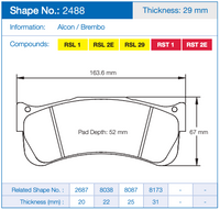 Thumbnail for Pagid Racing Brake Pads 2488 (Front)