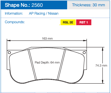 Pagid 2560 Brake Pad Dimension Image