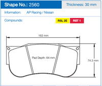 Thumbnail for Pagid 2560 Brake Pad Dimension Image