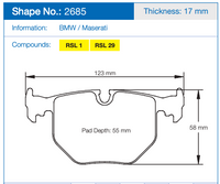 Thumbnail for Pagid 2685 Brake Pad Dimension Image