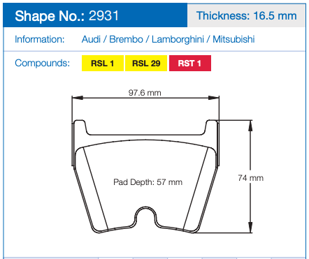 Pagid 2931 Brake Pad Dimension Image