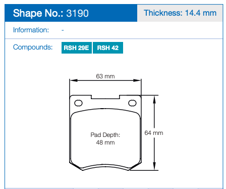 Pagid 3190 Brake Pad Dimension Image
