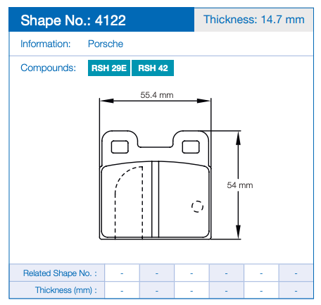 Pagid Racing Brake Pads No. 4122