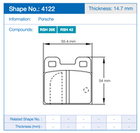 Thumbnail for Pagid Racing Brake Pads No. 4122