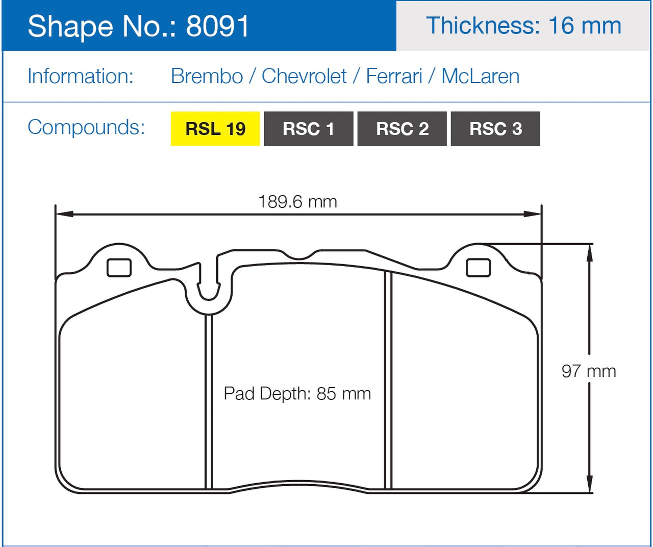 Pagid Racing Brake Pads 8091