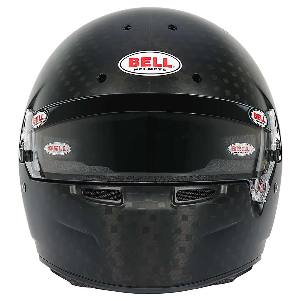 Bell RS7 Ultra full-face race helmet front view with clear Double Screen Anti-Fog visor 