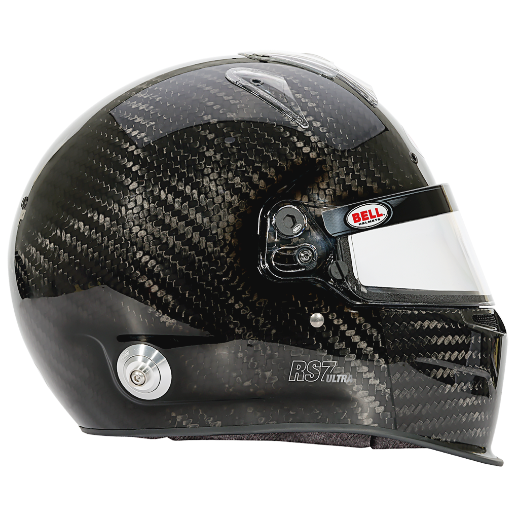 Bell RS7 ULTRA Carbon helmet designed for professional racing with duckbill chin spoiler