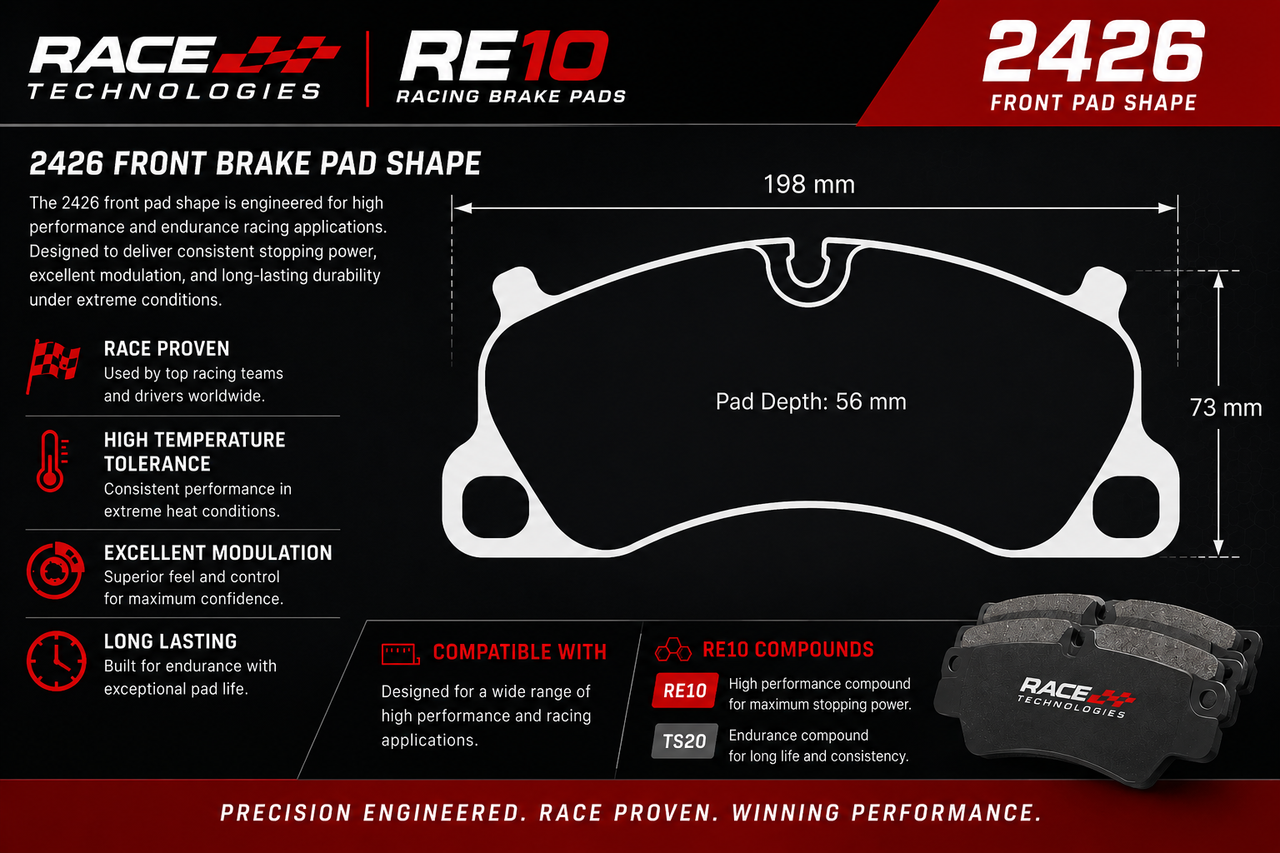 Race Technologies Brake Pad 2426 Dimension Information Image