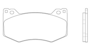 Thumbnail for Technical line drawing showing Race Technologies P1302 brake pad dimensions with front and side profile measurements labeled in millimeters and inches.