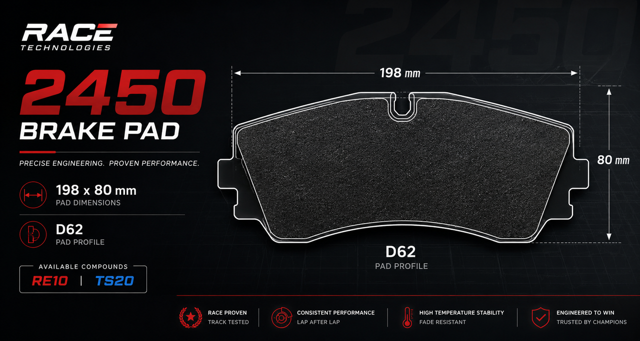 Race Technologies Brake Pad 2450 Dimensions Information Image