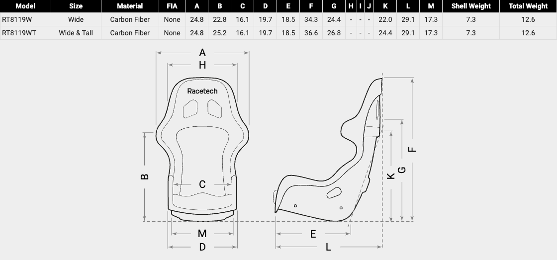 Racetech RT8119W Racing Seat