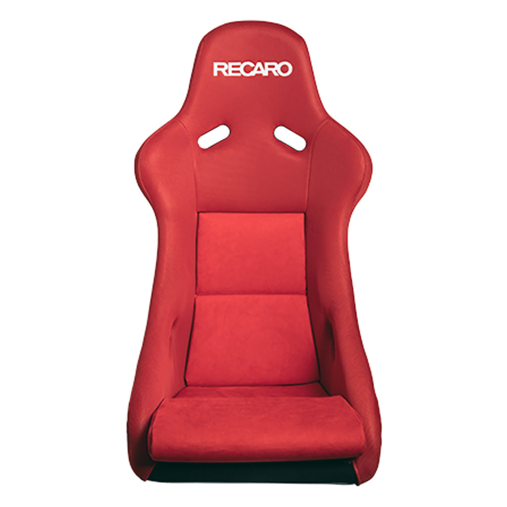 Side view of Recaro Pole Position RCF Infusion Red seat with lightweight shell