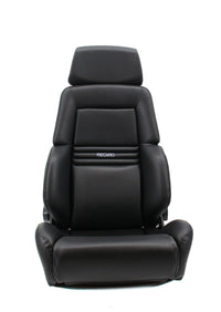 Thumbnail for A black Recaro Expert  leather car seat shown from the front against a plain white background.