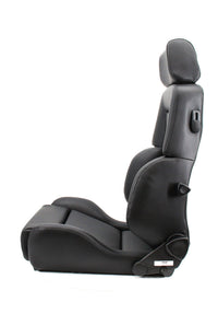 Thumbnail for A Recaro Expert black leather car seat with an integrated headrest, shown from a side profile view against a solid white background.