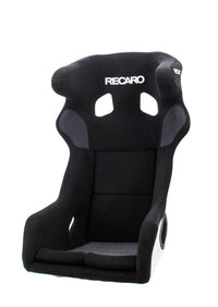 Thumbnail for A blackRecaro Pole Position seat with gray mesh side bolsters and a white Recaro logo on the headrest, isolated on a white background.