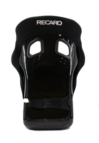 Thumbnail for A Recaro Pole Position shell with a glossy patent finish, featuring two eye cutouts and the Recaro brand name printed in white on the forehead area.
