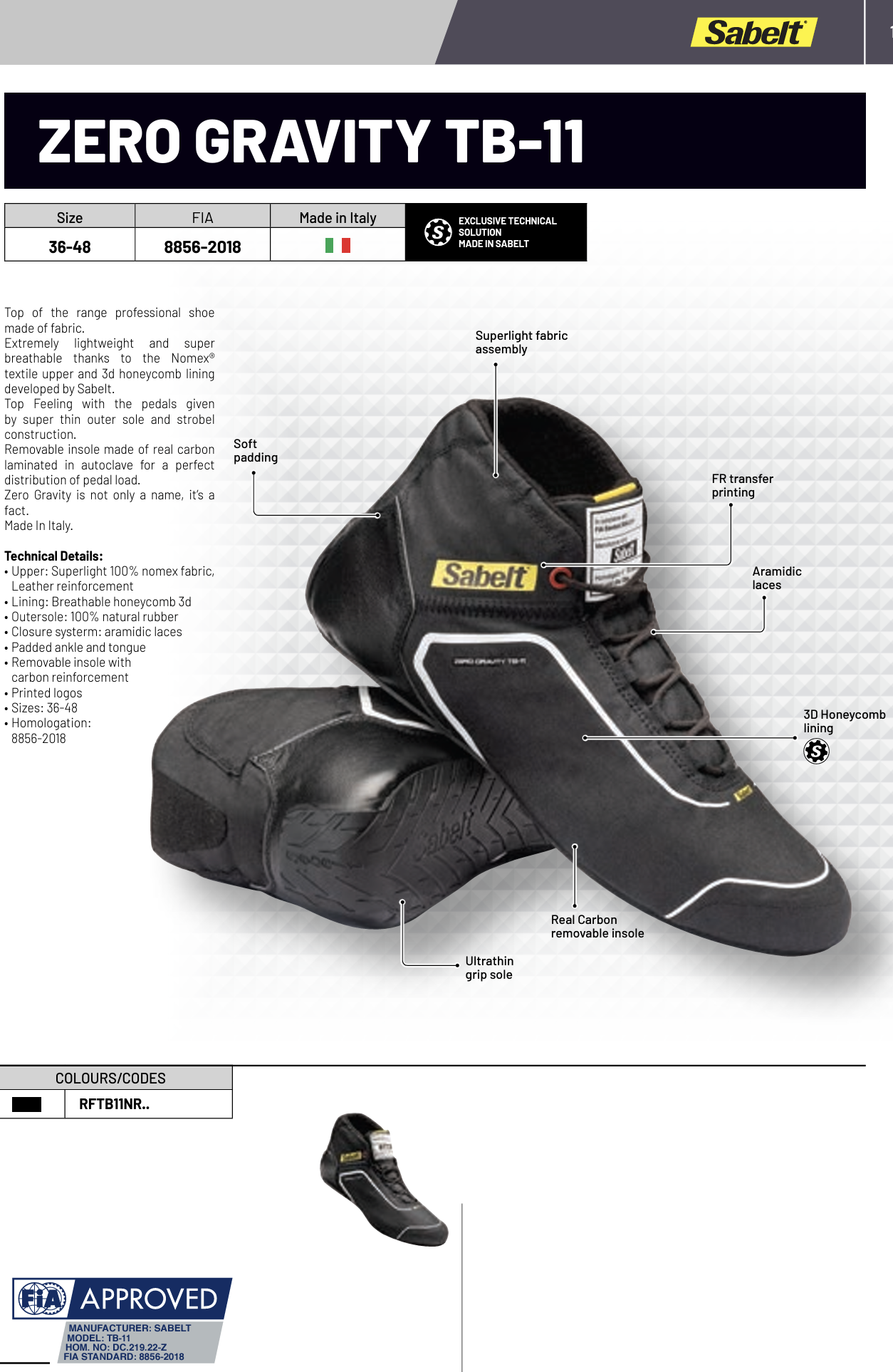 Sabelt TB11 Zero Gravity Race Shoe