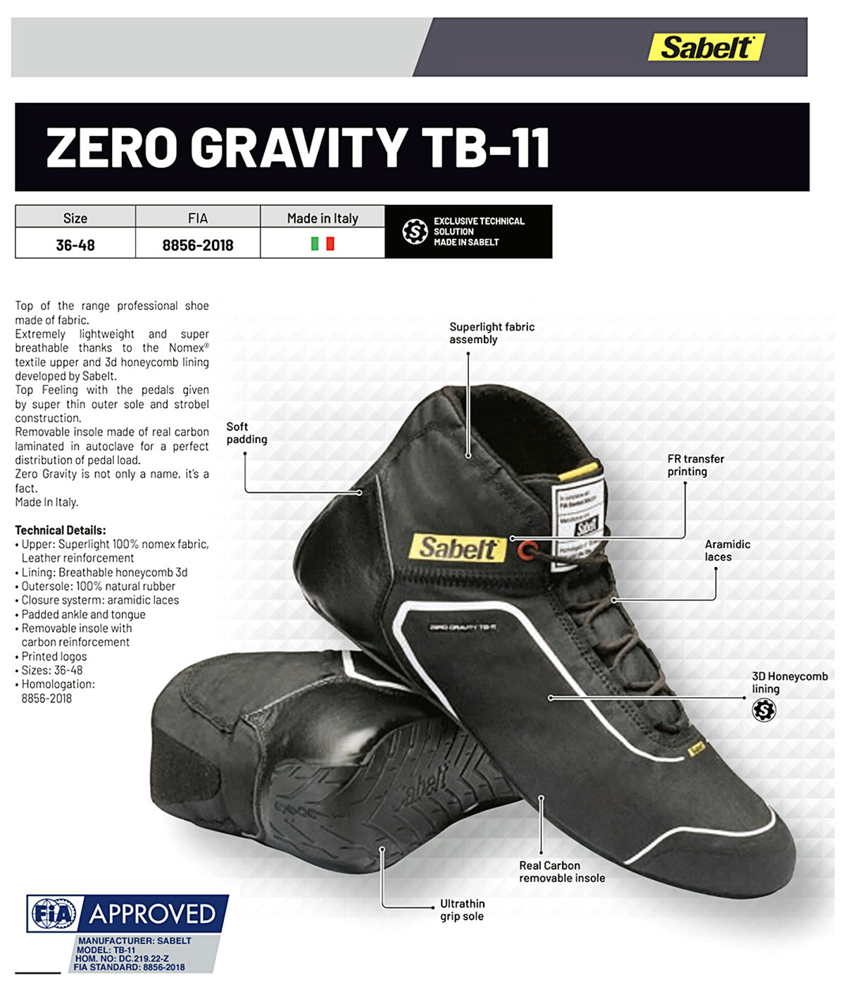 Sabelt TB-11 Zero Gravity Race Shoe