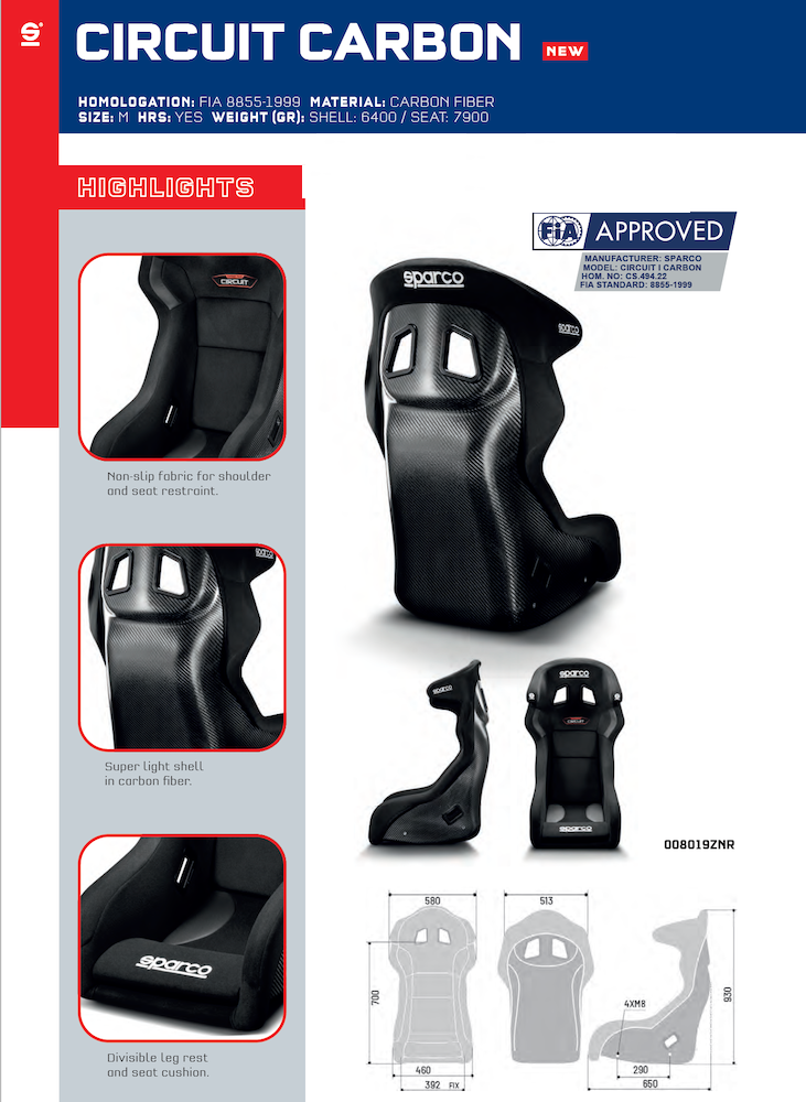 Sparco-Circuit-Carbon-Fiber-Racing-Seats-(Circuit-II-QRT)-008019znr-Sale-image