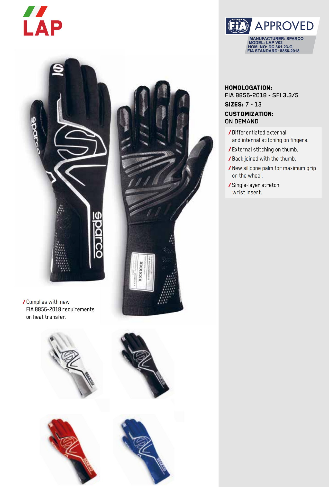 Sparco Lap Nomex Gloves