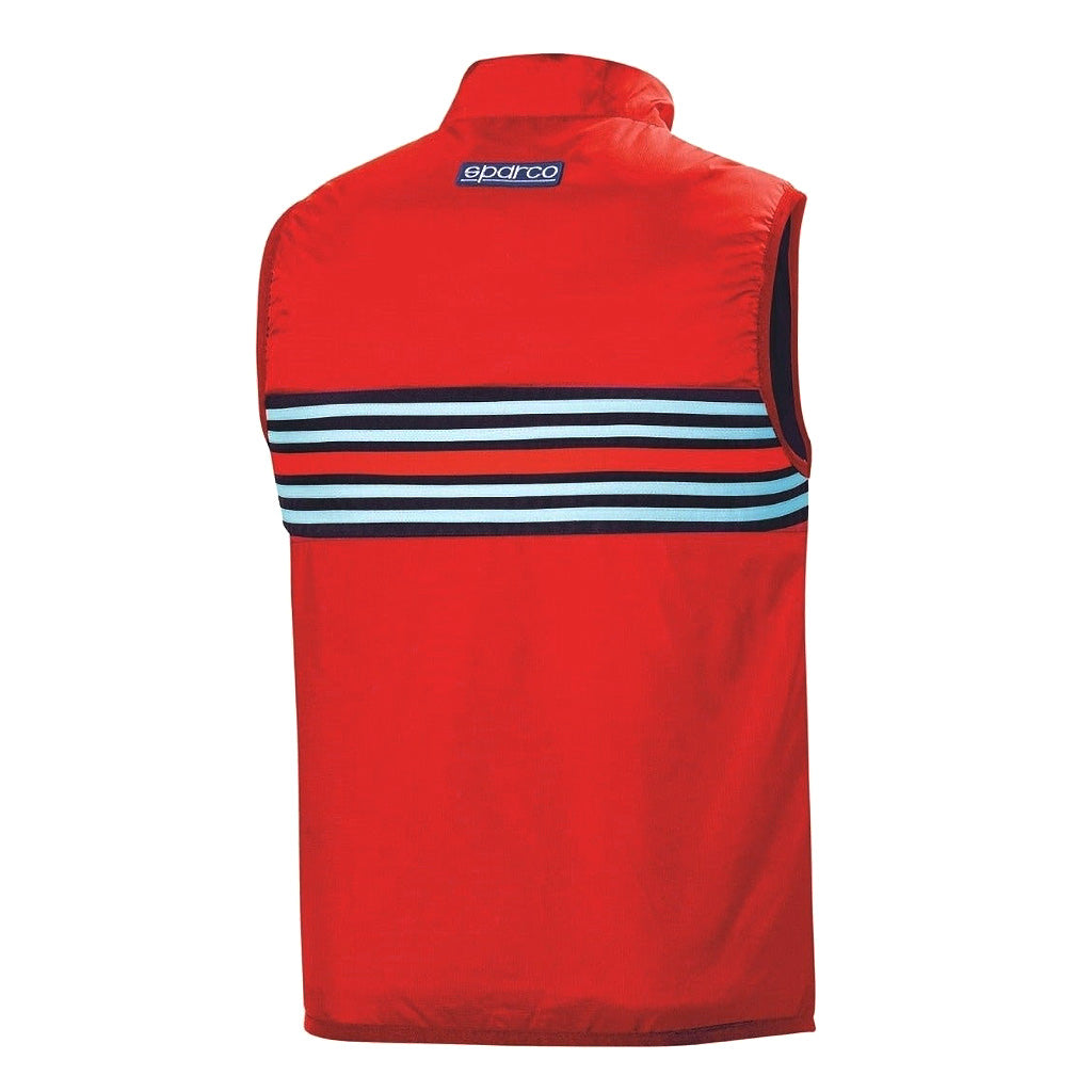 Sparco Red vest with blue and white stripes on a white background