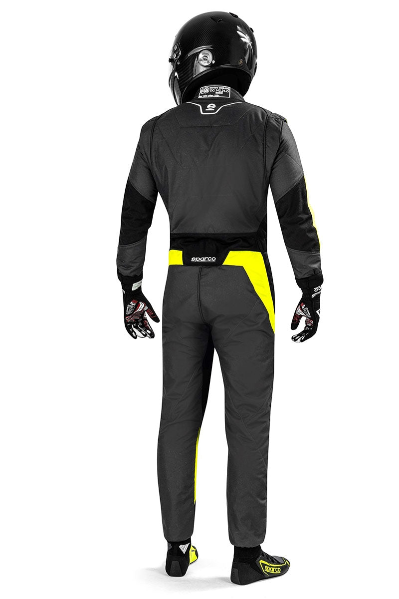 Sparco-Superleggera-Race-Suit-Grey/Yellow-Driver-Back-Image