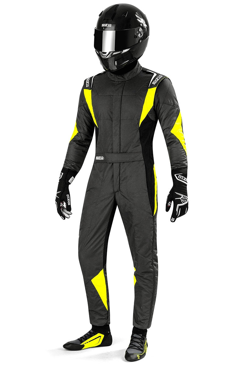 Sparco-Superleggera-Race-Suit-Grey/Yellow-Driver-Image