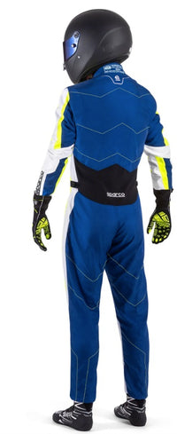 Thumbnail for Sparco-kerb-advanced-kart-race-suit-blue-yellow-action2-discount-offer-deal-best-price-sale-image