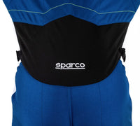 Thumbnail for Sparco-kerb-advanced-kart-race-suit-blue-yellow-closeup-back-discount-offer-deal-best-price-sale-image